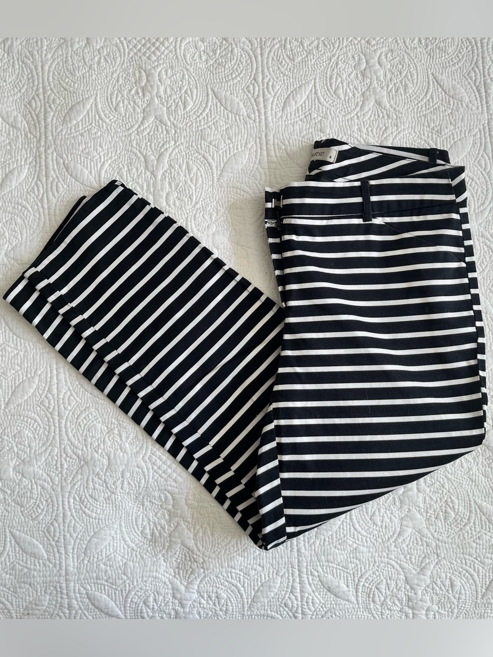 Women’s Black & White Striped Pants | Nautical Pants | Striped Chinos